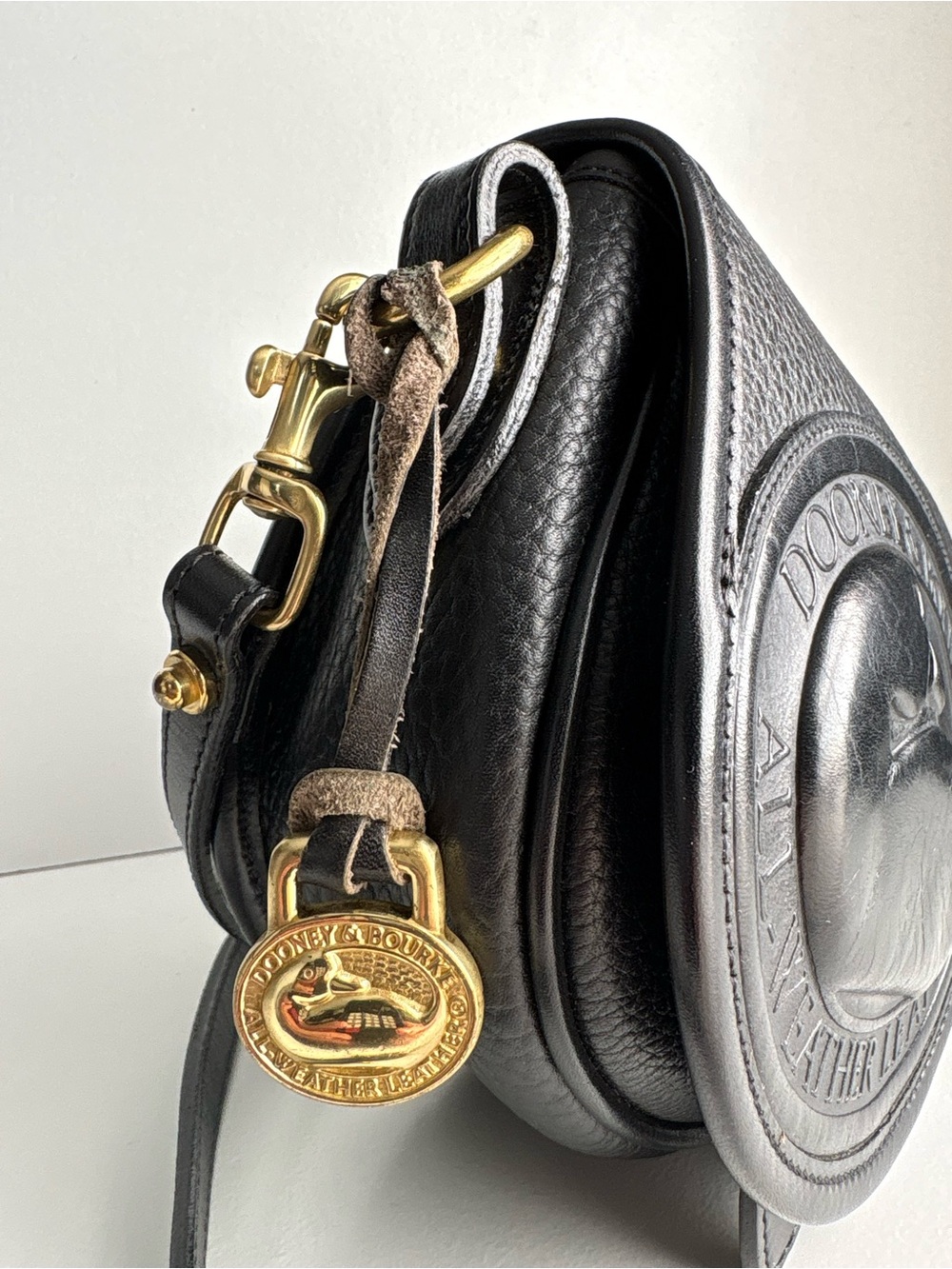 Dooney and Bourke awl  Black Leather Big Duck mini Crossbody Bag Purse P150 - Picture 11 of 16